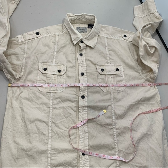 Angelo Litrico Shirt Adult Size Large Beige Button Front Long Sleeve Men - Picture 6 of 7